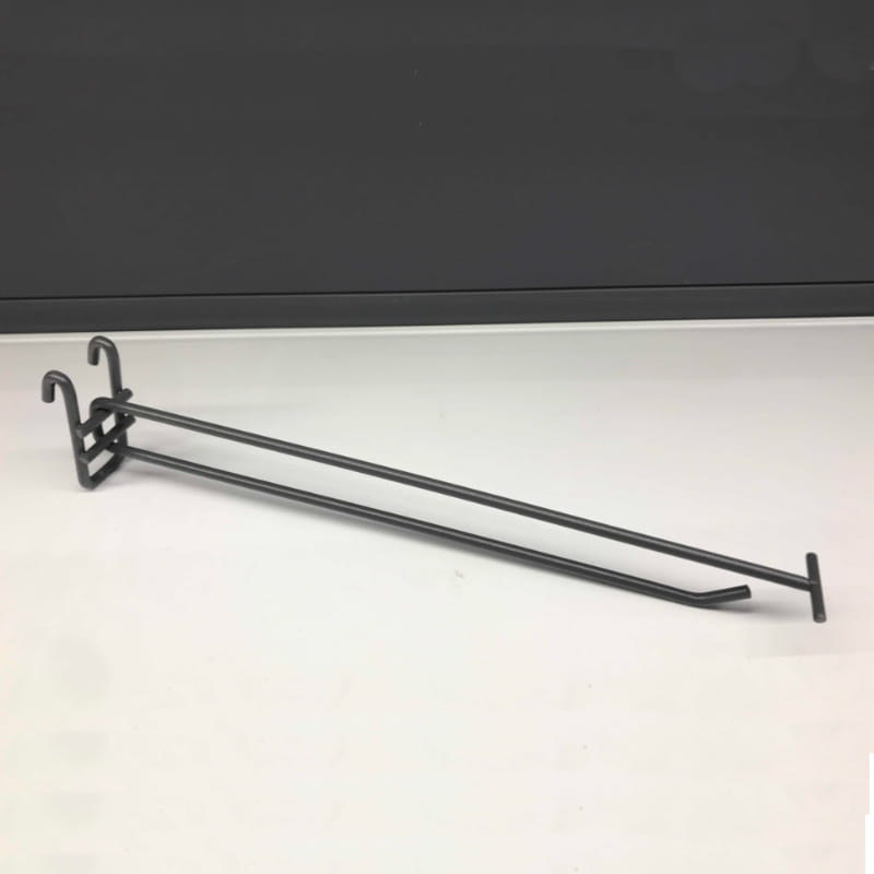 GANCHO PARA REJA GRIS CON PORTAPRECIOS 40 CM