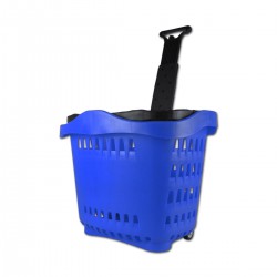 Yonhoo - Equipamiento Comercial | Cesta Supermercado Azul 2 Ruedas | Ref. 601504