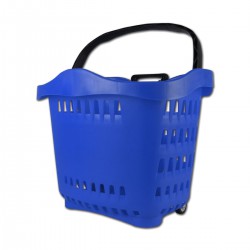 Yonhoo - Equipamiento Comercial | Cesta Supermercado Azul 2 Ruedas | Ref. 601504